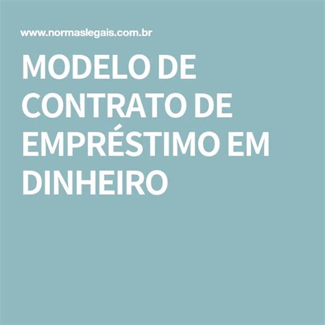 Modelo De Contrato De Empr Stimo Em Dinheiro Emprestimo Contrato