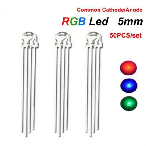 50ชิ้น F5ไดโอด Led Rgb แคโทด ขั้วบวกไฟ Led 5มม ชุดไดโอดเปล่งแสงไฟหมวก