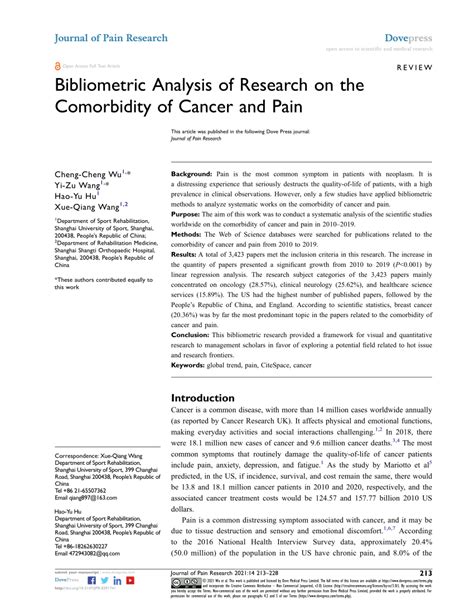 Pdf Bibliometric Analysis Of Research On The Comorbidity Of Cancer