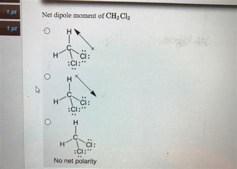 Solved 1 Pt Net Dipole Moment Of CH2 Cl2 1 Pt CI CI CI Chegg