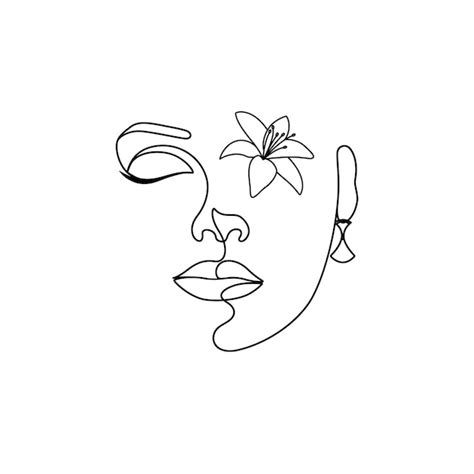 Premium Vector Woman Face Beauty Earring Minimalist Line Drawing