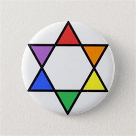 Rainbow Star Of David 6 Cm Round Badge Au