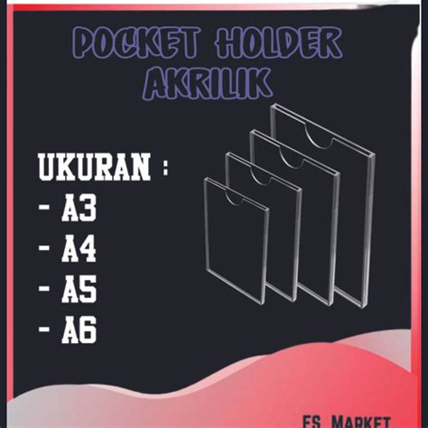 Jual Akrilik Display Dinding Frame Akrilik Pocket Frame Potrait A3