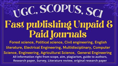 Fast Publishing Paid And Unpaid Ugc Care And Scopus Indexed Journals