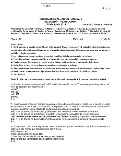 Examen 25 Junio 2014 Preguntas Y Respuestas P14 1 PRUEBA DE