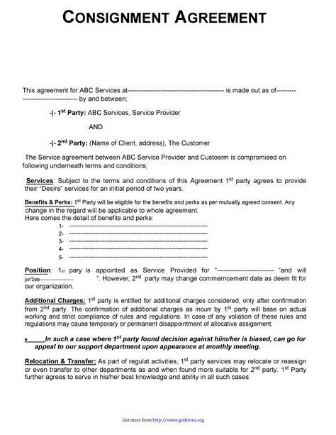 Best Consignment Agreement Templates Forms Templatelab