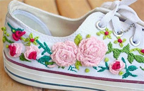 Nice Handmade Embroidered Floral Sneakers One Of A Kind Shoes