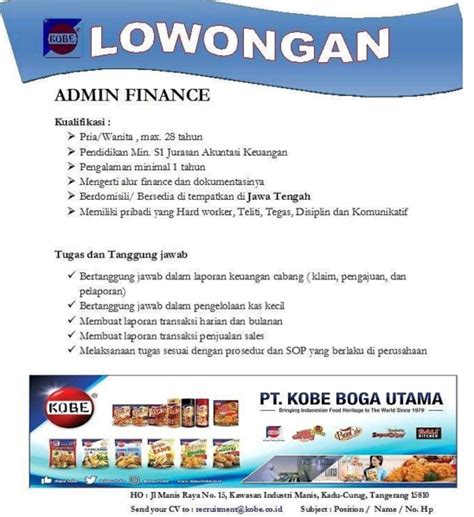 Lowongan Kerja PT Kobe Boga Utama