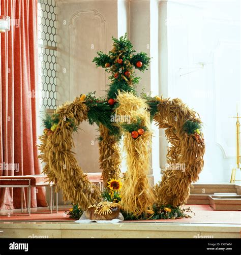 Harvest crown, harvest festival decoration, thanksgiving, former convent church of St Johann ...