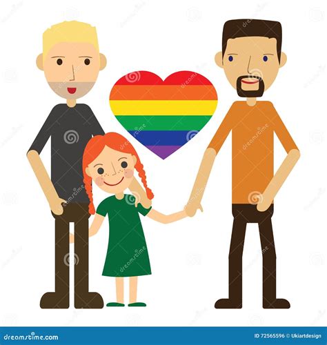 Ejemplo Del Vector De La Pareja Gay Feliz Con Un Niño Aislado En El Fondo Blanco Stock de
