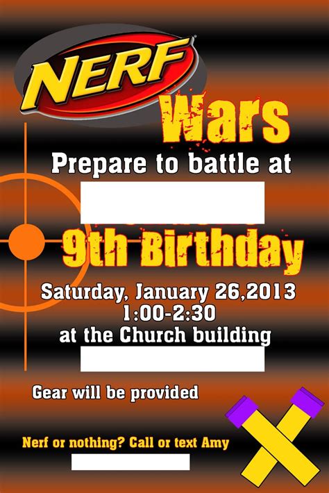 Nerf Gun Party Invitations Template Free