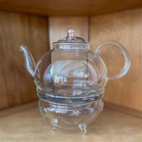 Glass Teapot and Warmer - Etsy