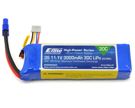 E Flite 3S LiPo Battery Pack 30C 11 1V 3000mAh EFLB30003S30