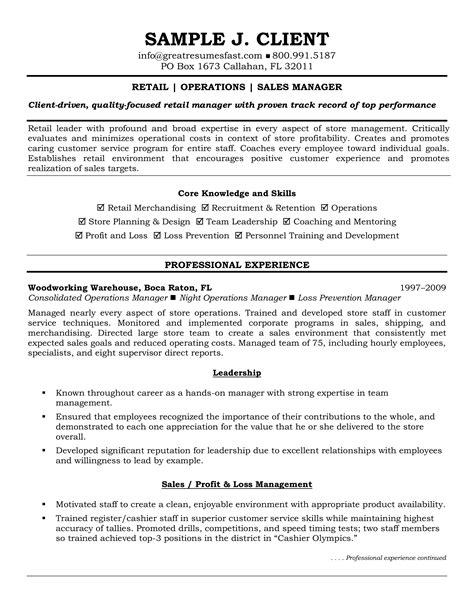 Retail Operations Manager Resume How To Draft A Retail Operations Manager Resume Download