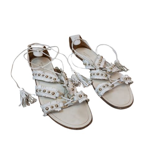 Aquazzura White Leather Tulum Flats