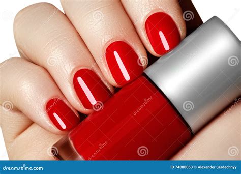 Manicure Beautiful Manicured Woman S Hands With Red Nail Polish Stock