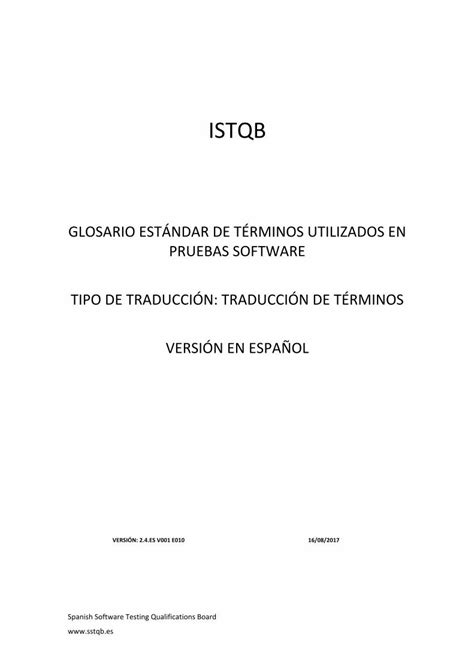 Pdf Glosario Est Ndar De T Rminos Utilizados Introducci N