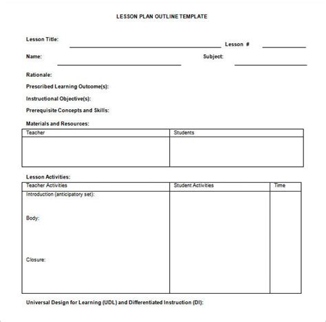 Lesson Plan Outline Template 10 Free Free Word Pdf Format Download Free And Premium Templates