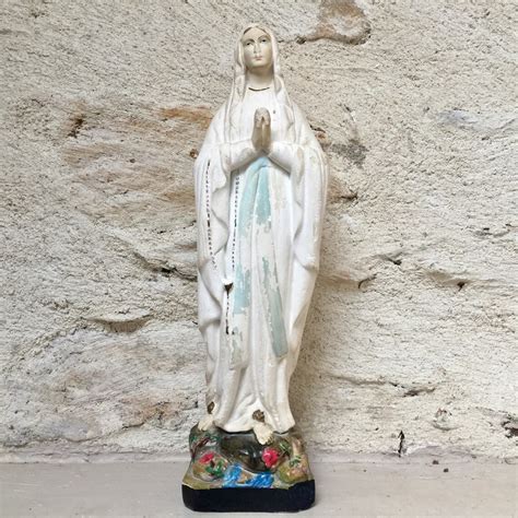 Antique Statue Of Our Lady Of Lourdes From France Immaculate Etsy