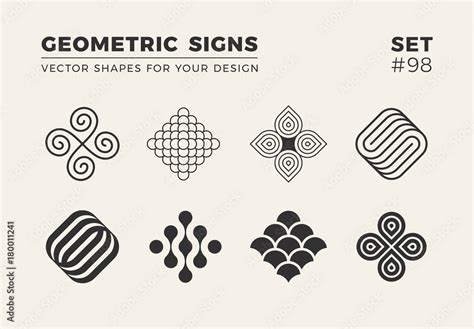 Set of eight minimalistic trendy shapes. Stylish vector logo emblems ...