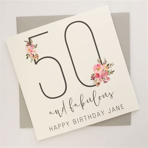 50th Birthday Card For Women 50 And Fabulous Card Happy 50th Etsy