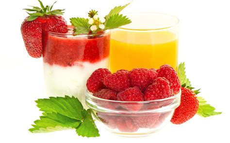 Fondos De Pantalla Bayas Frambuesas Fresas Postre Jugo X