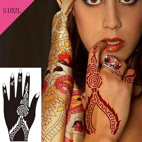 1pc New Hot Glitter Flower Mehndi Henna Temporary Tattoo Stencil Sexy Women Hands Body Art Kit