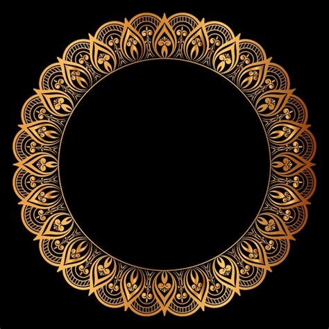 Premium Vector Luxury Golden Circle Frame With Vintage Mandala Gold