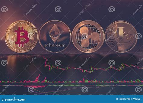 Bitcoin Ethereum Ripple And Litecoin Cryptocurrency With Stock