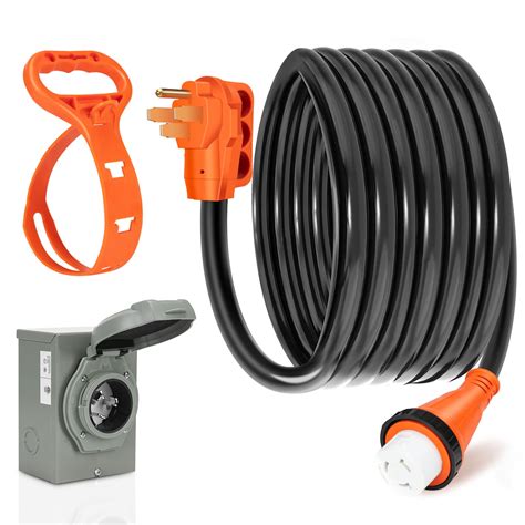 WELLUCK 25FT Power Cord Inlet Box Kit Temporary Connector Cable 50Amp