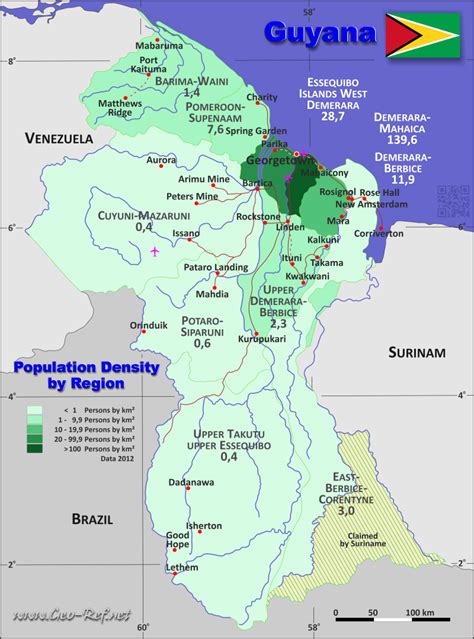 Guyana Country Data Links And Map By Administrative Structure