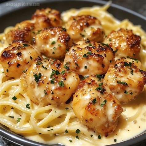 Garlic Butter Chicken Bites With Creamy Parmesan Pasta Easy Comfort