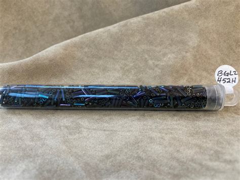 Hex Bugle Bead Mm Size Bgl H Metallic Dark Blue Iris By