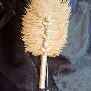 Feather Wedding Fan Gold Ostrich Feather Gatsby Fan 1920 S Bouquet By