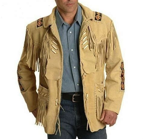 Mens Traditional Handmade Cowboy Western Leather Jacket Coat With