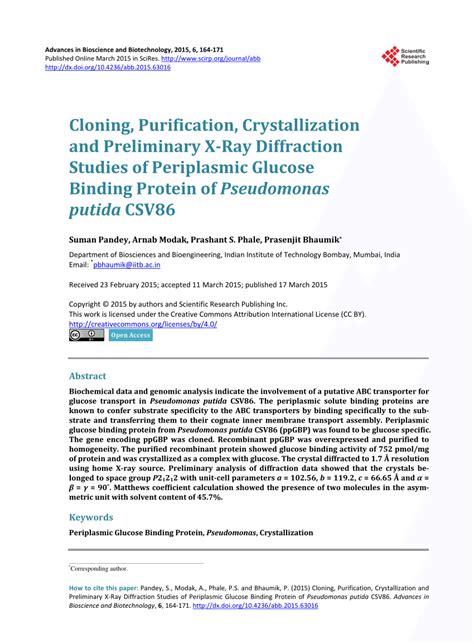 Pdf Cloning Purification Crystallization And Preliminary X Ray