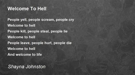 Welcome To Hell by Shayna Johnston - Welcome To Hell Poem