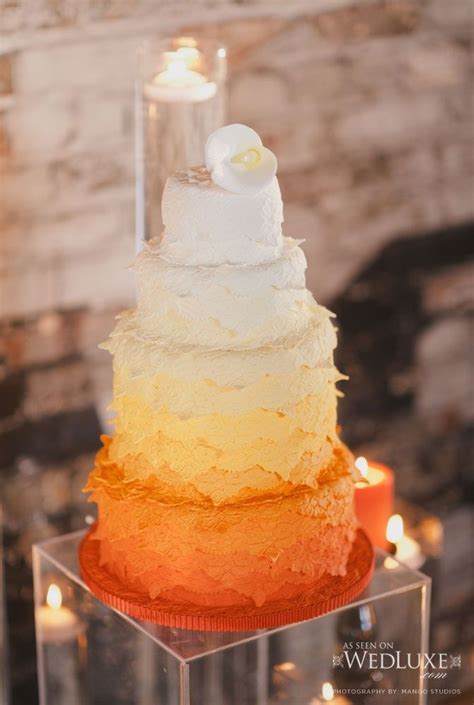 Orange Ombre Ruffle Wedding Cake Cake Tropical Wedding Cake Ruffle