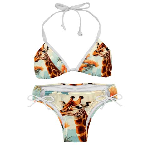 Giraffe Detachable Sponge Adjustable Strap Bikini Set Two Pack Beach