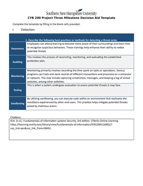 CYB 200 5 3 Joshua Davis CYB 200 Project Three Milestone Decision Aid