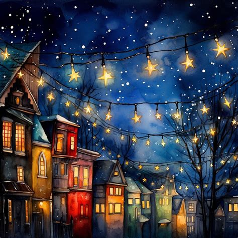 Christmas Lights, Christmas Town 8X8 5 Different Designs JPEG Digital ...