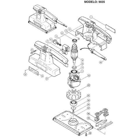 VISTA EXPLODIDA PEÇAS P LIXADEIRA MAKITA 9035 110V 220V