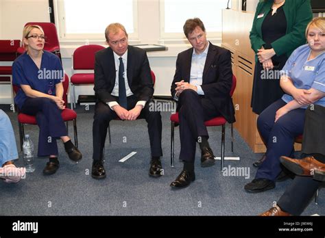 Liberal Democrat Leader Tim Farron Second Left And Nick Clegg As They