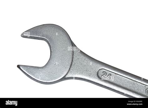 flat metal spanner  white background stock photo alamy