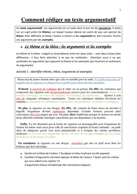 Texte Argumentatif Correctif Comment Rédiger Un Texte Argumentatif Un Texte Argumentatif Ou