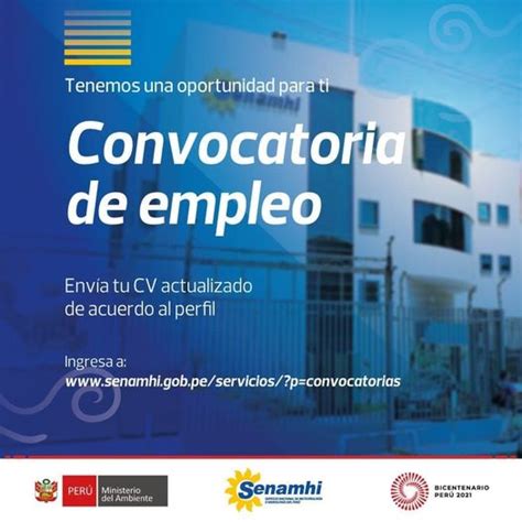 Senamhi On Twitter OportunidadLaboral SENAMHI Ofrece Oportunidad De