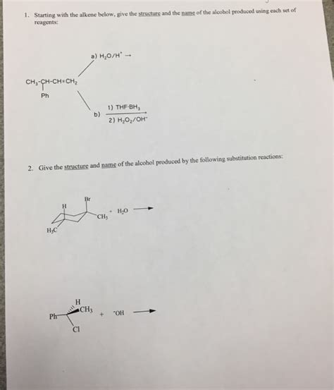 Solved Starting with the alkene below, give the structure | Chegg.com