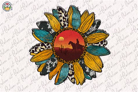 Sunflower Western Graphic By Owlsome Art Creative Fabrica