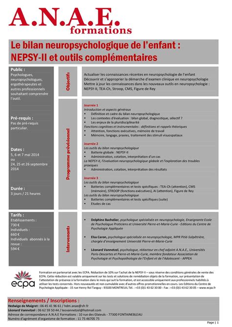 Calaméo Le bilan neuropsychologique de l enfant NEPSY II et outils