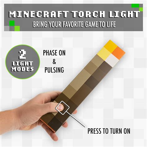 ThinkGeek Lampu LED Minecraft Torch Night Light Recharge Warm White